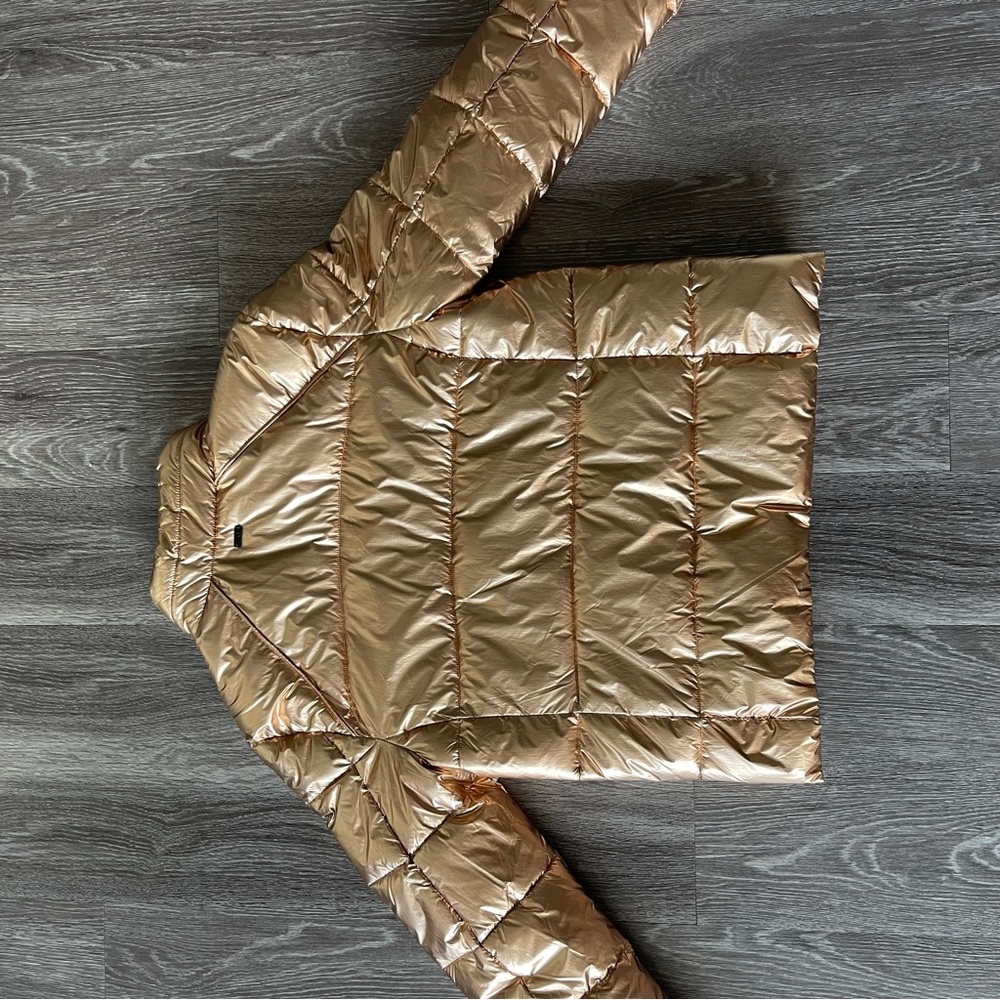 Marc New York Metallic Orange Puffer Jacket | Shiny Gold Lightweight Puffer Size - Picture 9 of 9